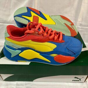Puma Kids Size 5 RS-X3 Puzzle Jr Palaceblue Blue Yellow Orange Sneaker